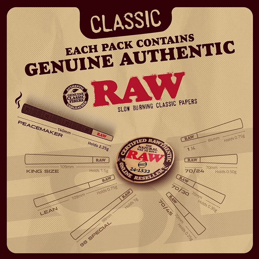 RAW Peacemaker Cones Classic | 54 Pack | Larger than King Size