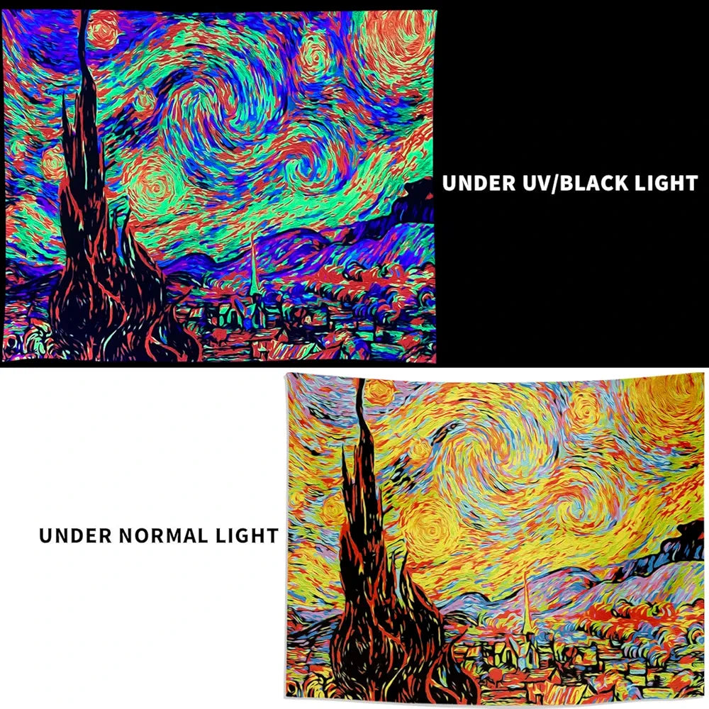 Van Gogh Cypreses Blacklight Tapestry Blacklight 59"x51"