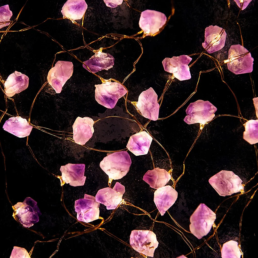 Amethyst Crystal String Lights 10 FT 20 LED