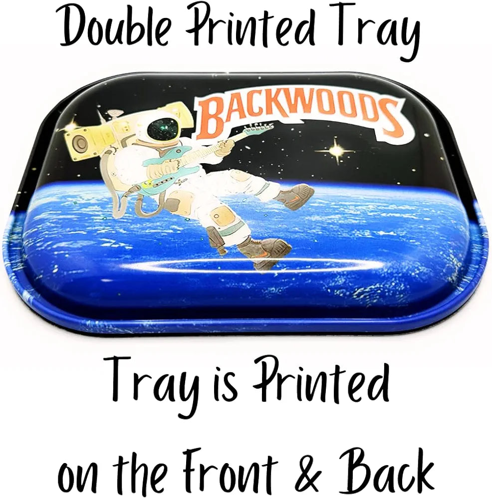 BACK WOODS Rolling Tray with Magnetic Lid - 7 inch x 5.5 inch Double Printed Rolling Tray with Printed Magnetic lid