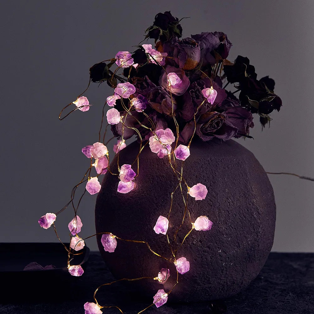 Amethyst Crystal String Lights 10 FT 20 LED