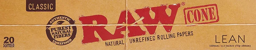 RAW Classic Natural Unrefined Pre Rolled Cones - 20 Cones Per Pack - Lean Size (1 Pack), 20 Count (Pack of 1)