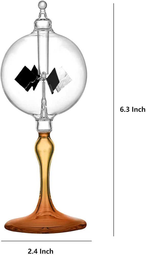 Medium Orange Solar Power Radiometer Crookes Spinning Vanes Glass Windmill