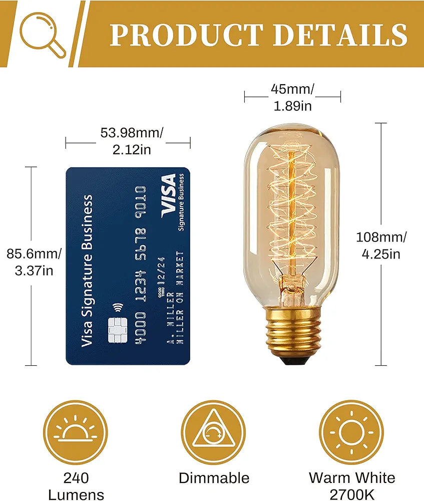 Edison Bulbs, Vintage Edison Light Bulbs 40 Watt