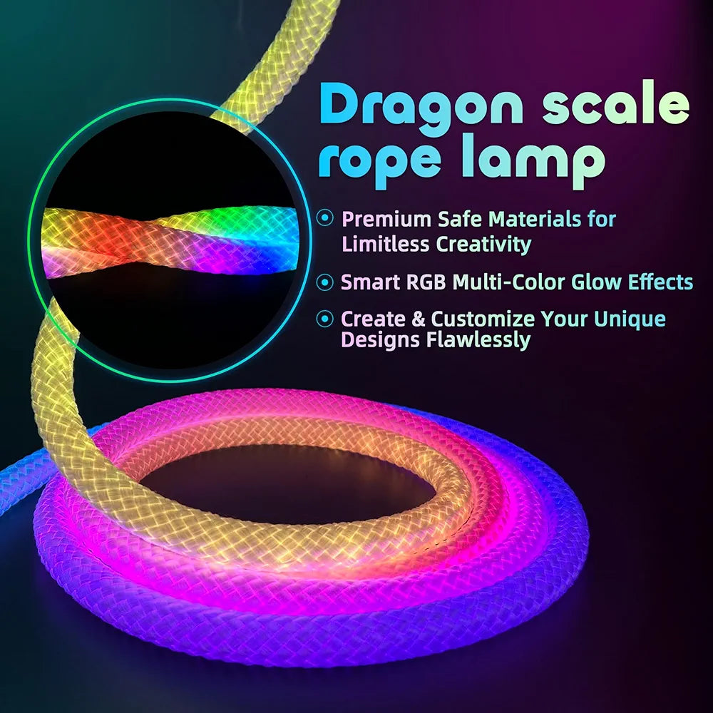 3 Meter Neon LED Rope Lights, 360° Luminous Waterproof Strip with Music Sync, Remote & APP Control, USB-Powered Flexible Lighting for Indoor/Outdoor Gaming Room, Bedroom, and Wall Decor