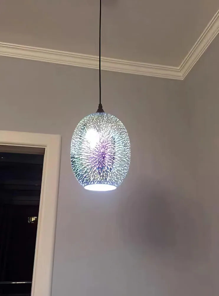 3D Glass Colorful Pendant Light Fireworks Pendant Light Colorful Light Fixture