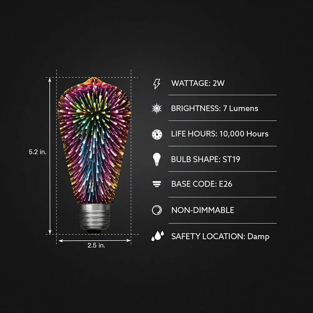 3D Fireworks LED Light Bulb