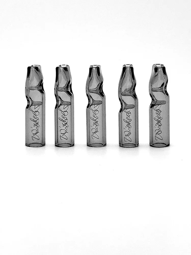5PCS Reusable W'cked Glass Filter Tips for Pre Rolled Rolling Paper Cones Black