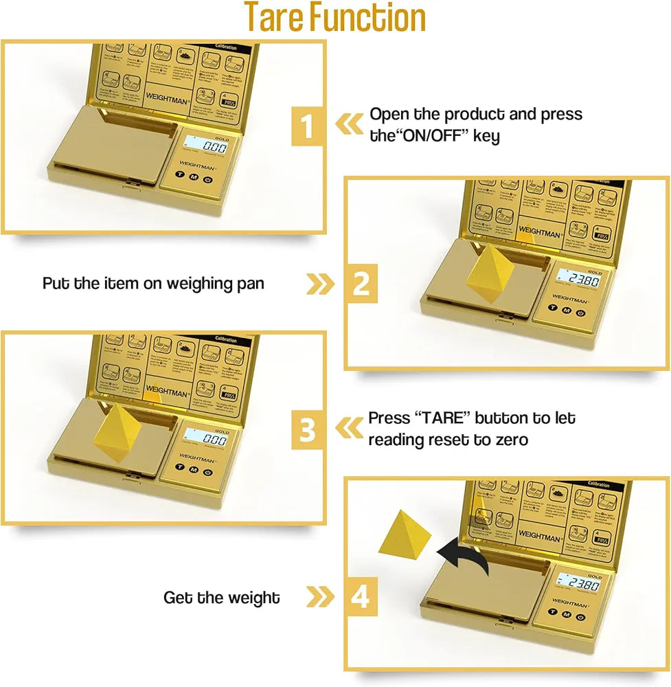 Gold Digital Scale Gram, 200g/0.01g Pocket Scale Gold Titanium Plating, LCD Backlit Display, Mini Jewelry Scale with 6 Units, Auto Off, Tare Function for Food, Coins, Battery Included