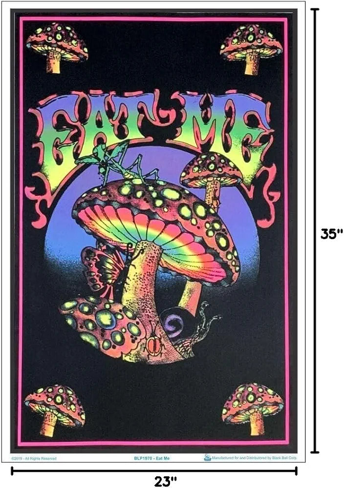 Eat Me Mushroom Flocked 23x35 Blacklight Poster Print, 23"x35"