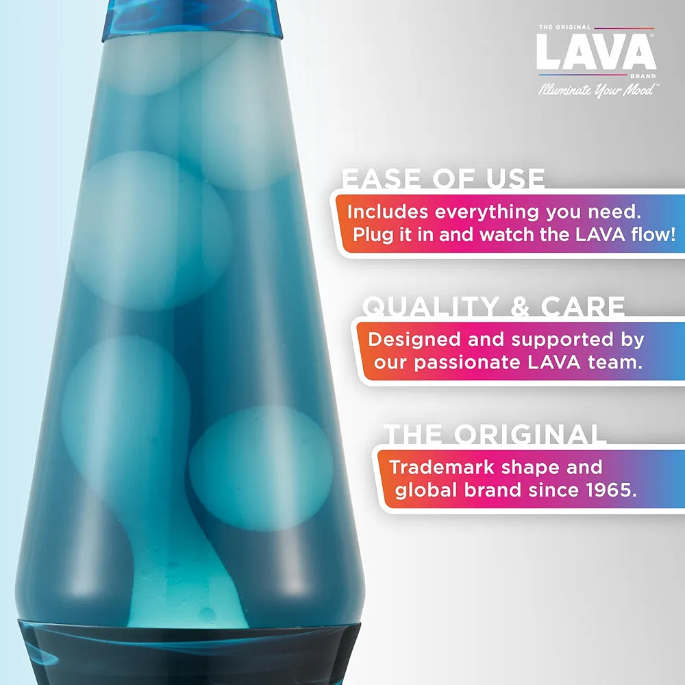 LAVA The Original Lamp - 14.5" Night Swim - Classic Liquid Motion Lamp - White Wax and Blue Liquid