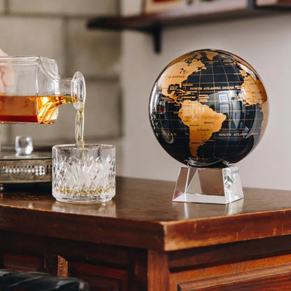 Self Moving MOVA Metallic Black and Gold Globe 6"