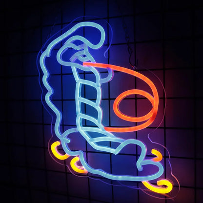 Alice in Wonderland Blue Caterpillar Neon Sign