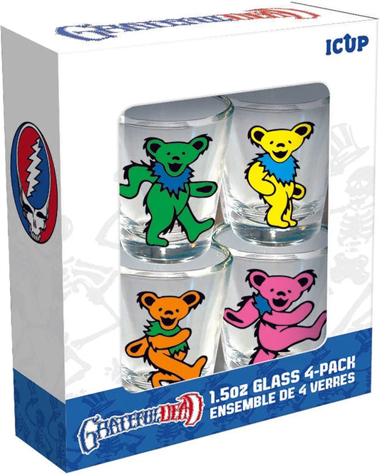 Grateful Dead Dancing Bears 4 Piece Shot Glass Set
