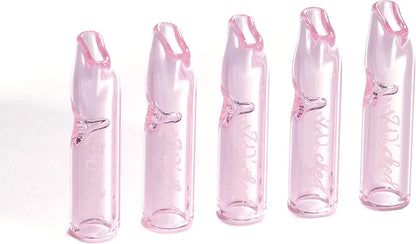 5PCS Reusable W'cked Glass Filter Tips for Pre Rolled Rolling Paper Cones Pink