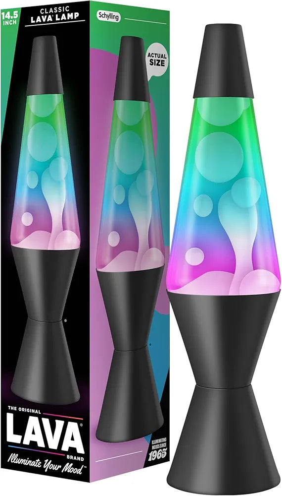 LAVA The Original Lamp - 14.5" Gunmetal Grey - Classic Liquid Motion Lamp - Tri-Colored Green/Blue/Purple