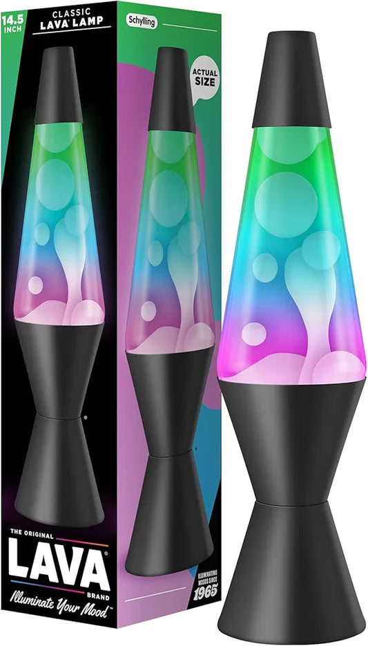 LAVA The Original Lamp - 14.5" Gunmetal Grey - Classic Liquid Motion Lamp - Tri-Colored Green/Blue/Purple