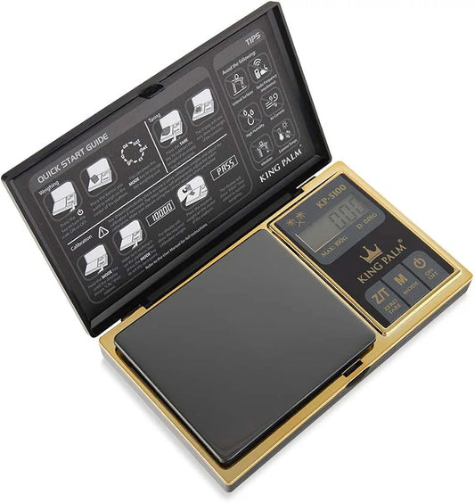 King Palm Mini Scale 100g X 0.01g - Digital - Black/Gold - Pocket travelers Meal Jewelry Food Kitchen Travel Gram Scale