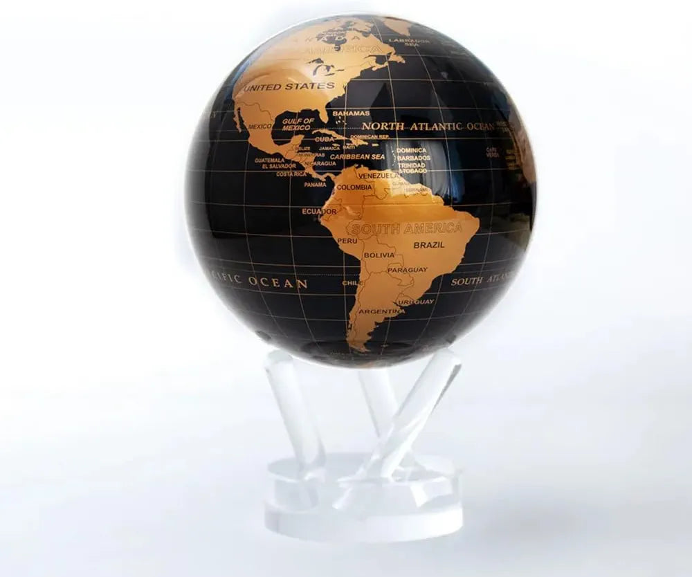 Self Moving MOVA Metallic Black and Gold Globe 6"