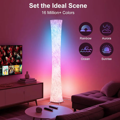 Floor Lamp, 61'' Smart RGB LED Corner Lamp with Music Sync
