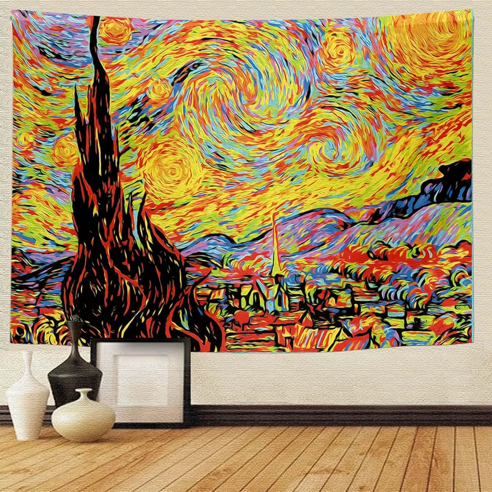 Van Gogh Cypreses Blacklight Tapestry Blacklight 59"x51"