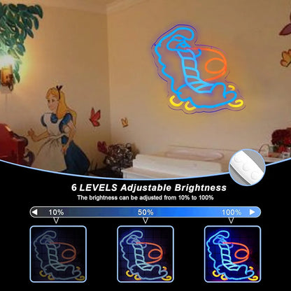 Alice in Wonderland Blue Caterpillar Neon Sign