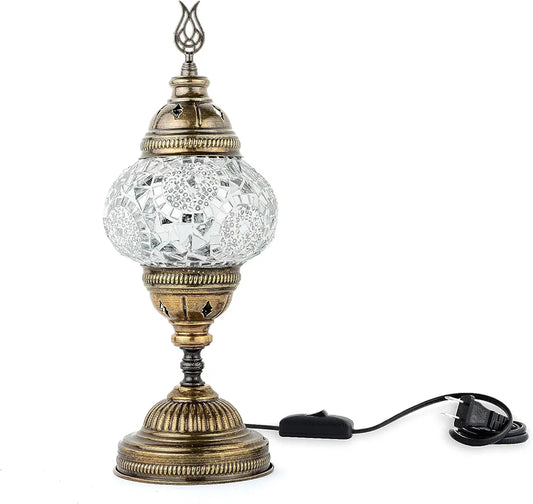 Mosaic Stained Glass Turkish Lamp White