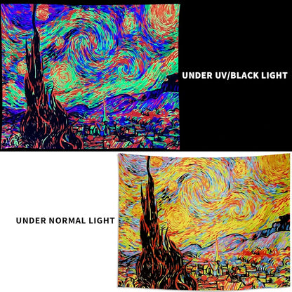 Van Gogh Cypreses Blacklight Tapestry Blacklight 59"x51"