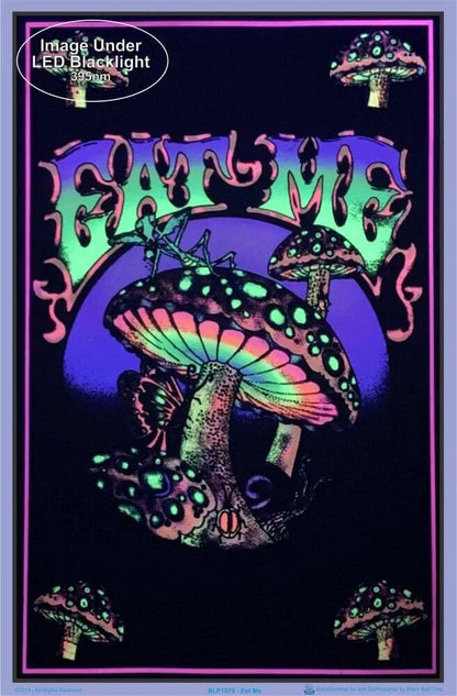 Eat Me Mushroom Flocked 23x35 Blacklight Poster Print, 23"x35"