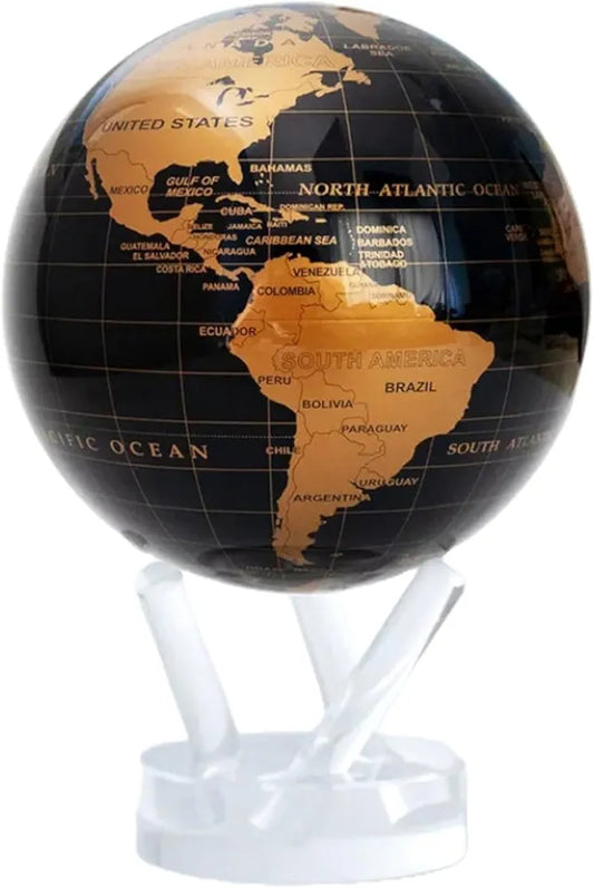 Self Moving MOVA Metallic Black and Gold Globe 6"