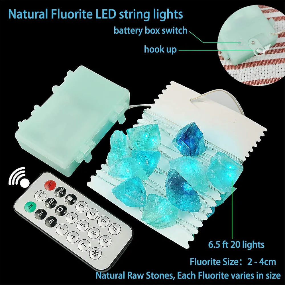 Natural Fluorite String Lights 6.5 FT 20 LED