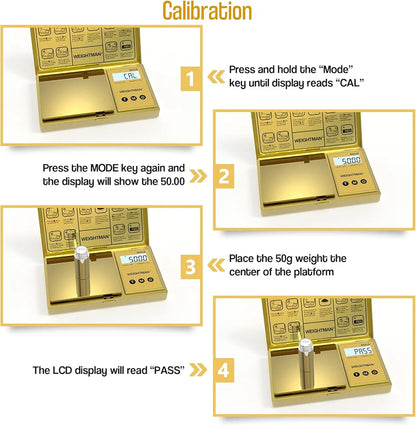Gold Digital Scale Gram, 200g/0.01g Pocket Scale Gold Titanium Plating, LCD Backlit Display, Mini Jewelry Scale with 6 Units, Auto Off, Tare Function for Food, Coins, Battery Included