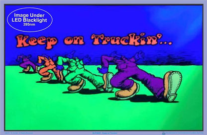Keep on Truckin (by R. Crumb) Blacklight Poster - Authentic Blacklight-Reactive Flocked Material - 35" x 23"