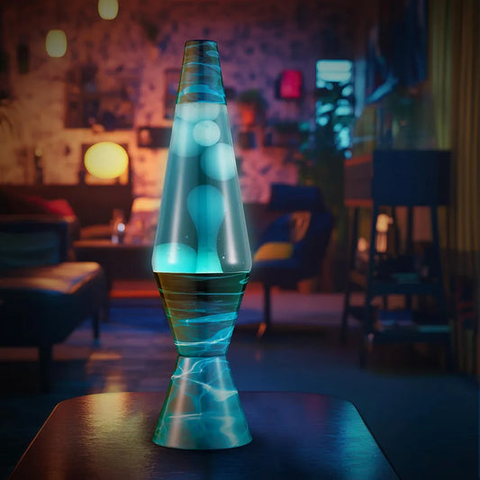 LAVA The Original Lamp - 14.5" Night Swim - Classic Liquid Motion Lamp - White Wax and Blue Liquid