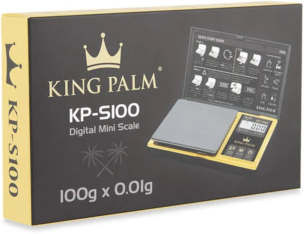 King Palm Mini Scale 100g X 0.01g - Digital - Black/Gold - Pocket travelers Meal Jewelry Food Kitchen Travel Gram Scale