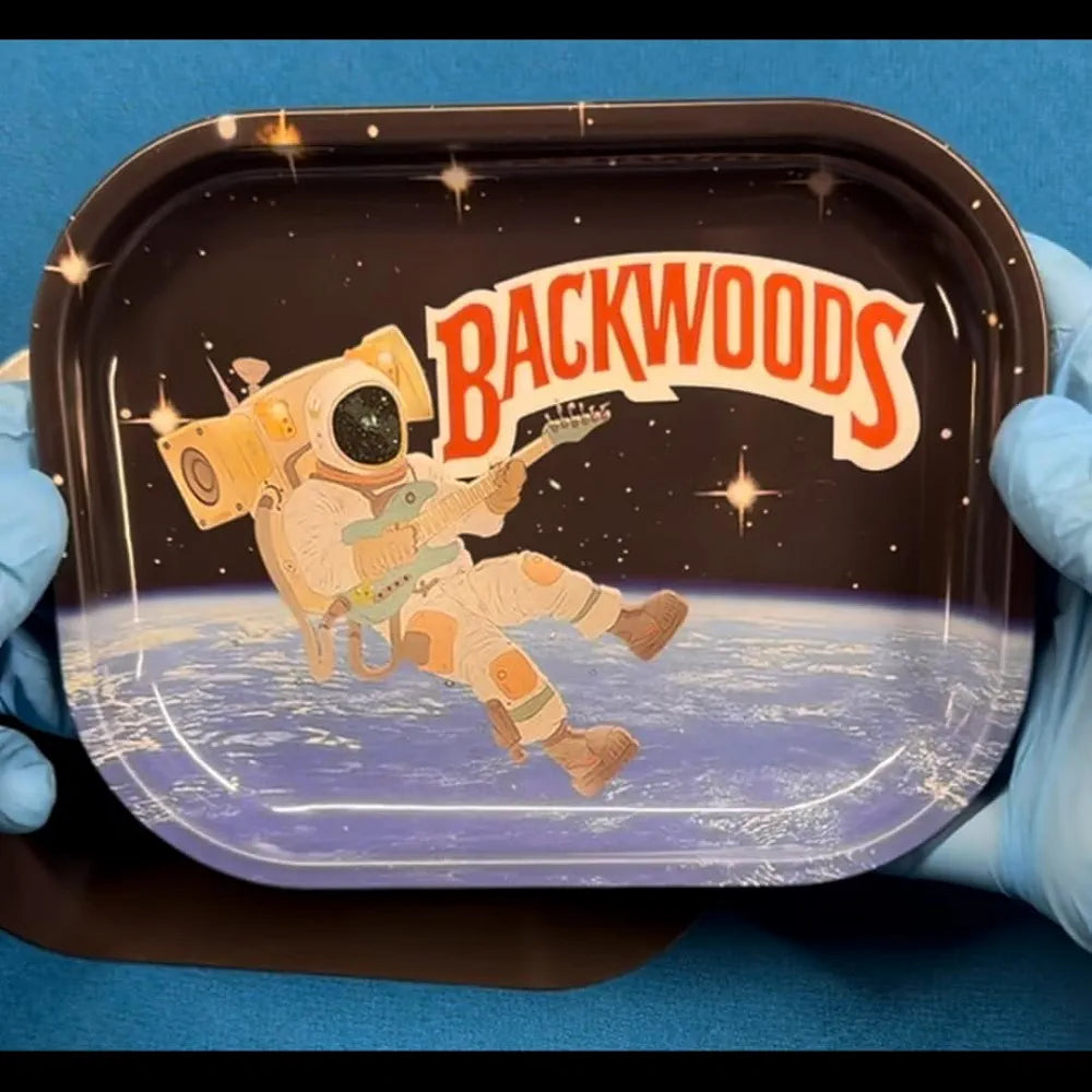 BACK WOODS Rolling Tray with Magnetic Lid - 7 inch x 5.5 inch Double Printed Rolling Tray with Printed Magnetic lid