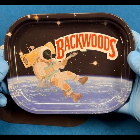 BACK WOODS Rolling Tray with Magnetic Lid - 7 inch x 5.5 inch Double Printed Rolling Tray with Printed Magnetic lid