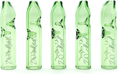 5PCS Reusable W'cked Glass Filter Tips for Pre Rolled Rolling Paper Cones Green