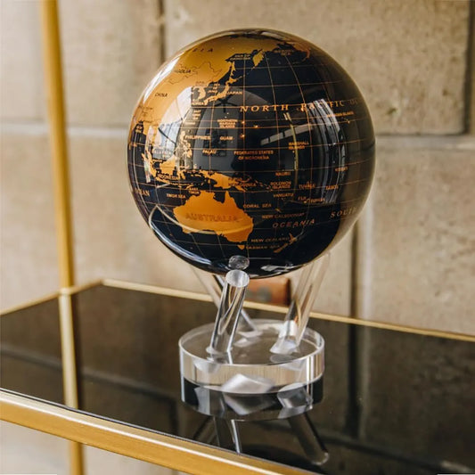 Self Moving MOVA Metallic Black and Gold Globe 6"
