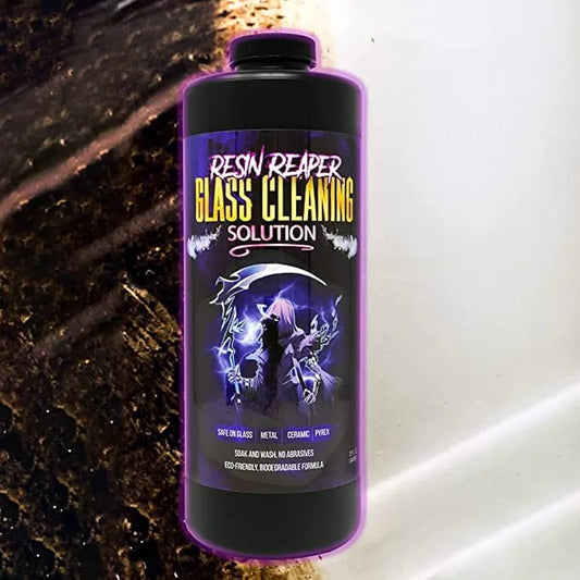 Resin Reaper Glass Cleaner 32 OZ | Pipe Cleaner | Safe on Glass, Metal, Ceramic, and Pyrex | 420 710 Friendly Cleaning | Soak and Wash - No Abrasives - Eco-Friendly, Biodegradable Formula