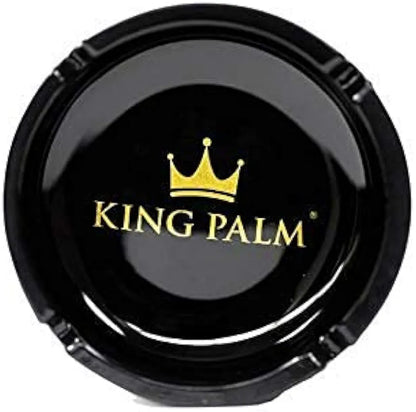 King Palm Round Glass Cigarette Ashtray - Black - Indoor/Outdoor