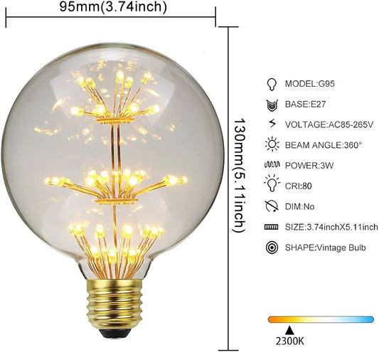 Vintage Led Bulb G95 Firework 3Watts Edison Bulb