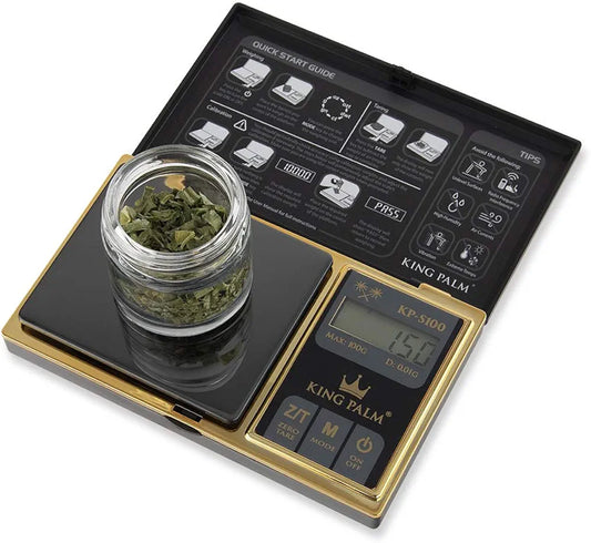 King Palm Mini Scale 100g X 0.01g - Digital - Black/Gold - Pocket travelers Meal Jewelry Food Kitchen Travel Gram Scale