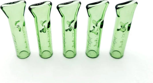 5PCS Reusable W'cked Glass Filter Tips for Pre Rolled Rolling Paper Cones Green
