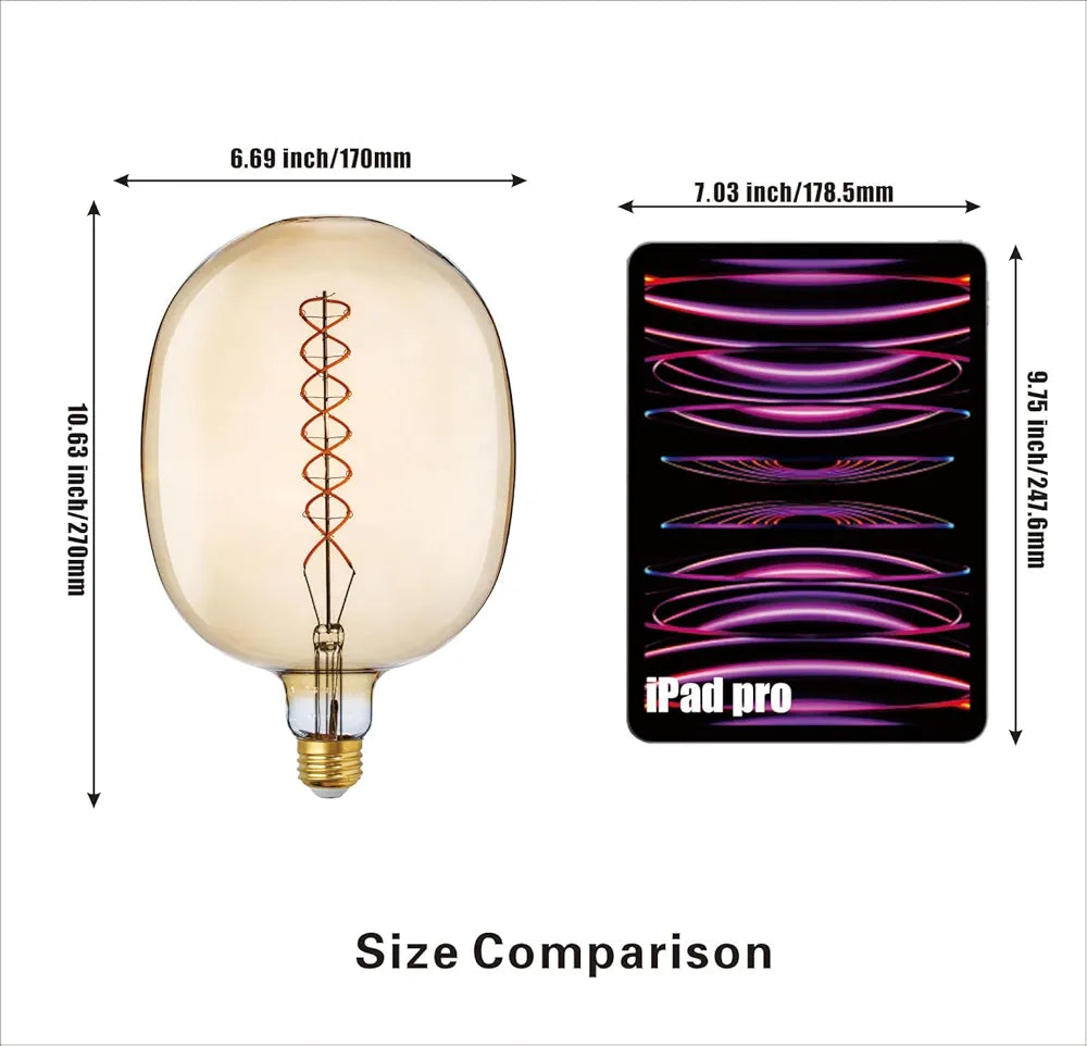 Oversized Vintage Giant LED Light Bulb Huge Edison Bulb- Dimmable, 8W 450LM (50W Equi), Warm White 2200K, Medium E26 Base