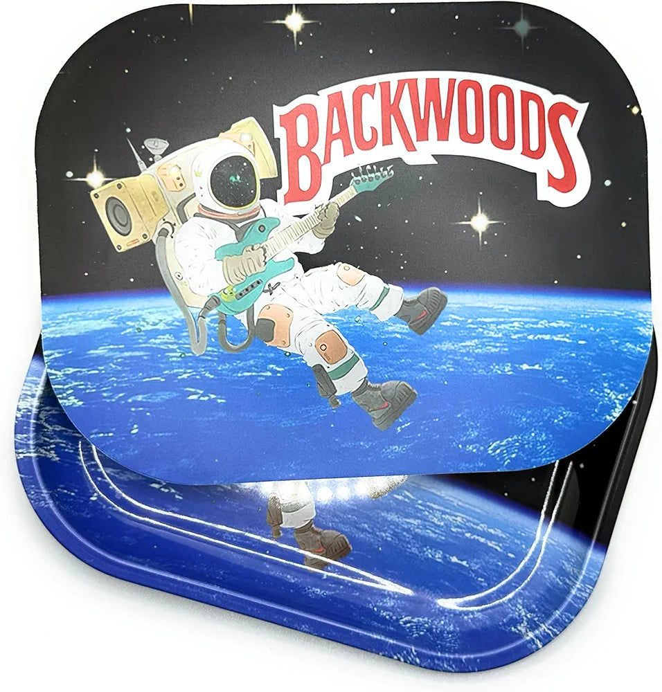 BACK WOODS Rolling Tray with Magnetic Lid - 7 inch x 5.5 inch Double Printed Rolling Tray with Printed Magnetic lid