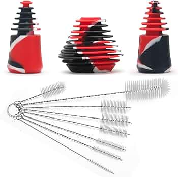 Silicone Cleaning Plugs, 3PCS Silicone Cleaning Stoppers, with 8PCS Bottle Brushes Set for Cleaning, Storaging, and Proofing Glass Water Pipes