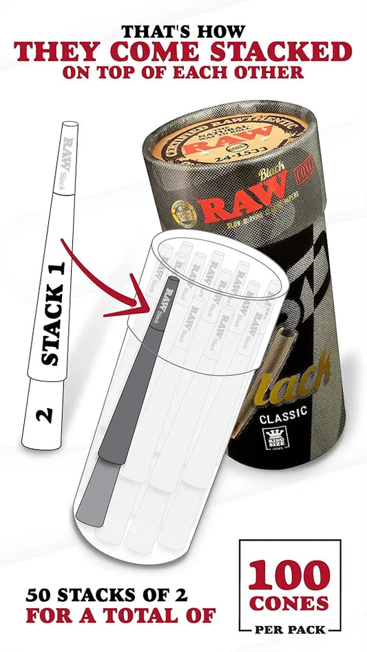 RAW Black Cones King Size - 100 Pack