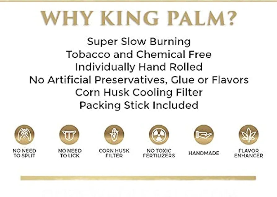 King Palm Slim Size Natural Pre Wrap Palm Leafs (1 Pack of 25, 25 Rolls Total)