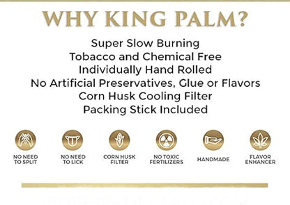 King Palm Slim Size Natural Pre Wrap Palm Leafs (1 Pack of 25, 25 Rolls Total)